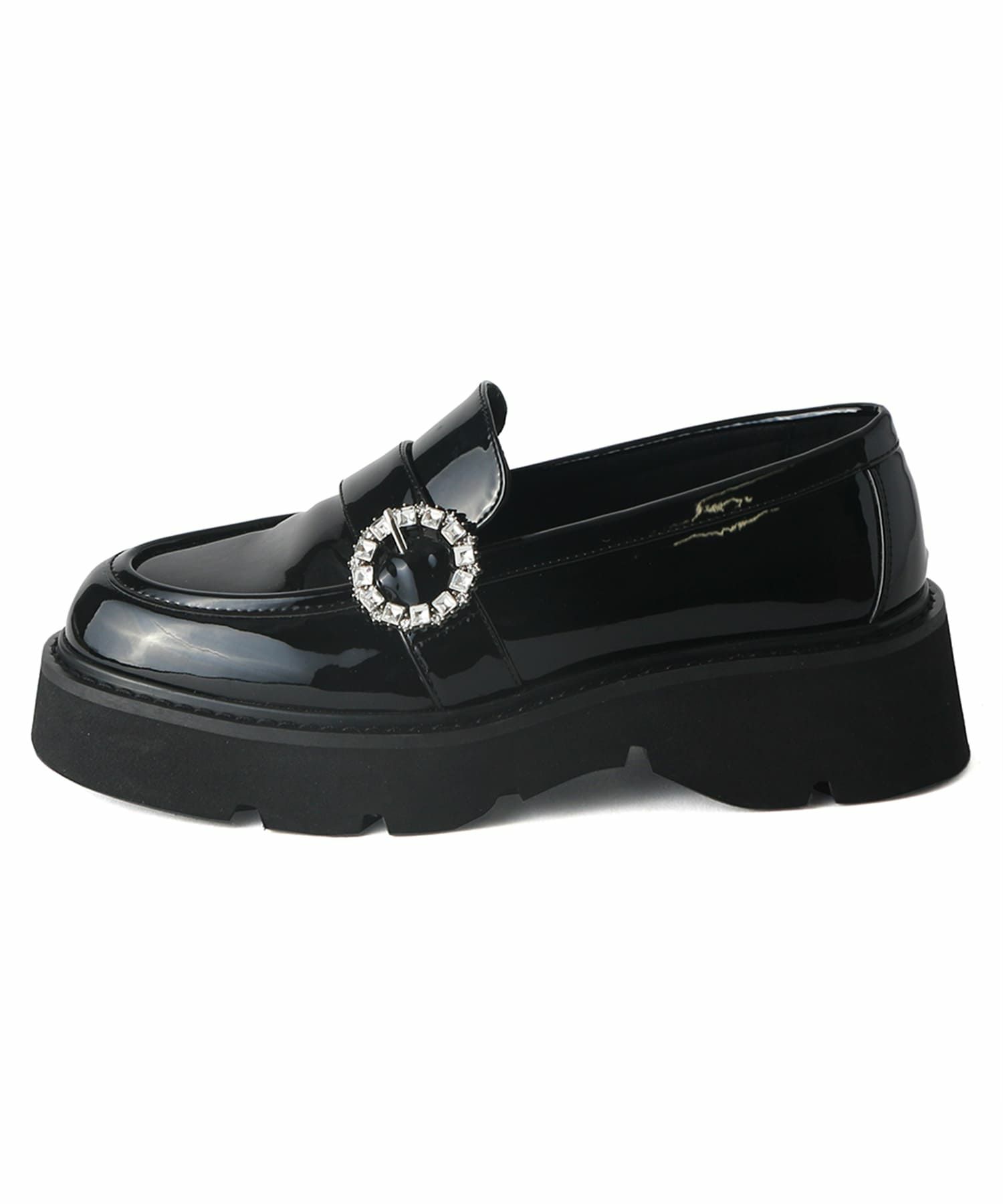 ビジューバックル付き厚底ローファー | andex shoes product ONLINE STORE