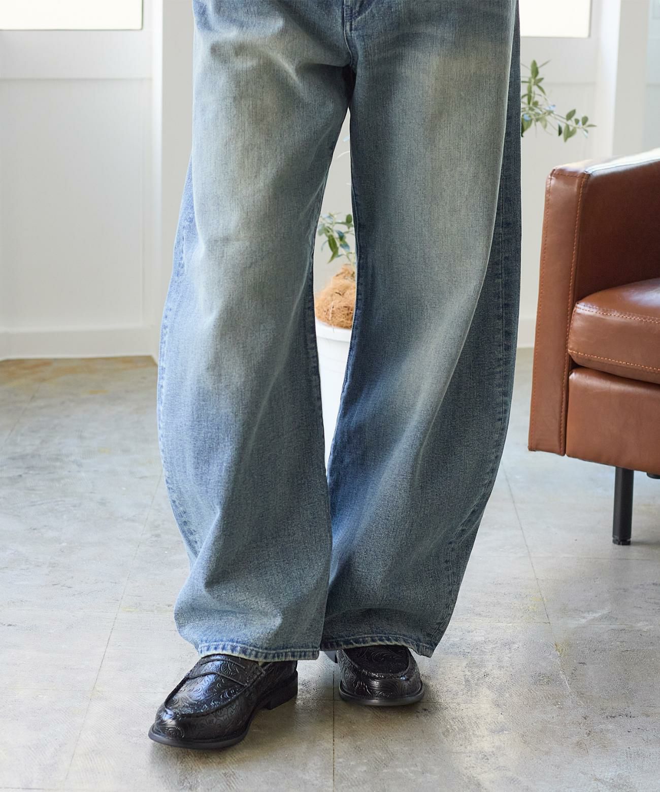 プレミアム ペイズリーエンボス レザー コイン ローファー | andex