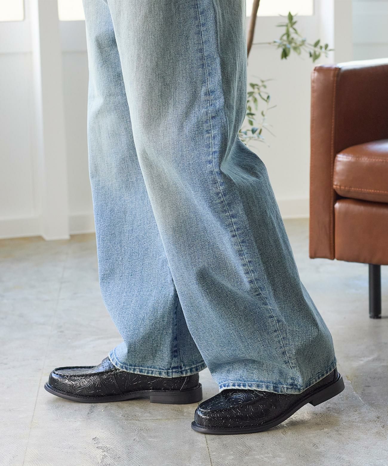 プレミアム ペイズリーエンボス レザー コイン ローファー【2月18日